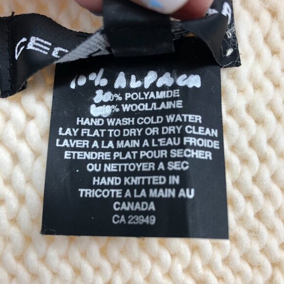 Cecile Bénac Creme Wool Alpaca Polyamide Vest Cardigan Contrast Fuzzy Knit SP - Picture 6 of 16